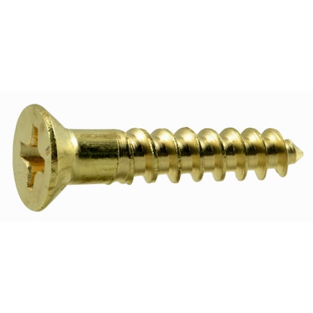 Midwest Fastener Wood Screw, #6, 3/4 in, Plain Brass Flat Head Phillips Drive, 40 PK 62806